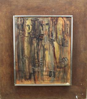 Appraisal: Clark Signed th C Figural Abstract Painting Clark Signed th