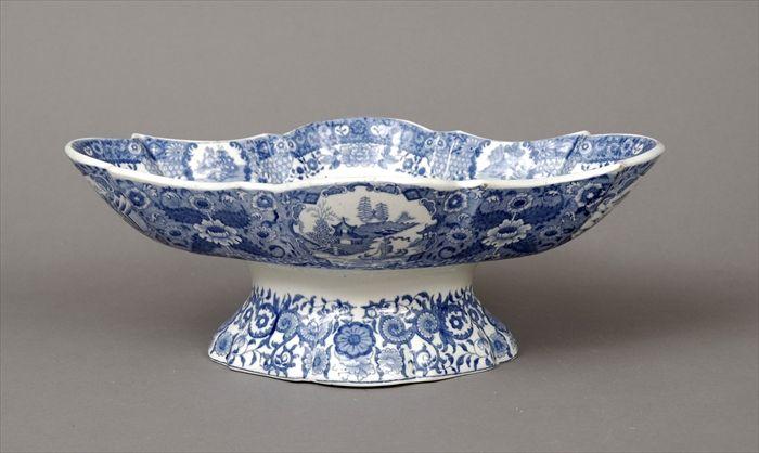 Appraisal: Staffordshire Blue Transfer-Printed Footed Bowl x in