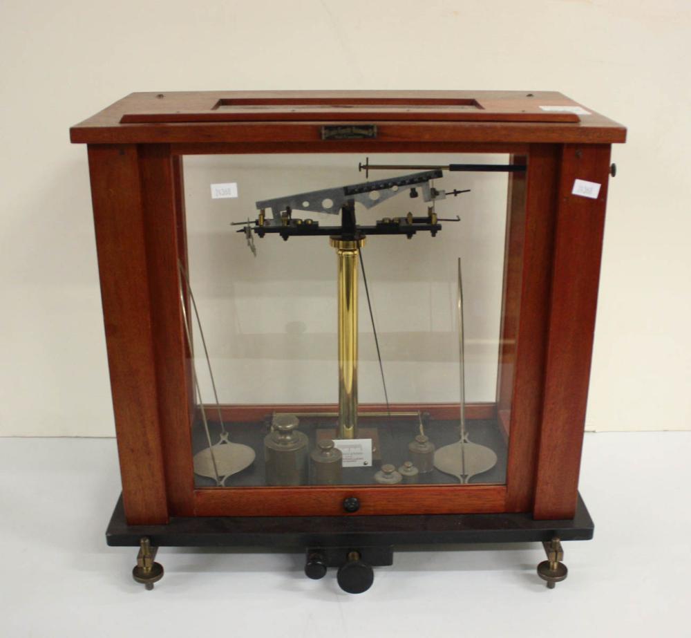 Appraisal: ANALYTICAL BEAM BALANCE SCALE AND THREE BRASS WEIGHT SETS scale