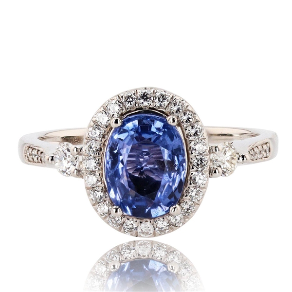 Appraisal: ct GIA certified blue-violet sapphire and round diamonds platinum ring