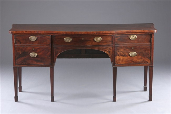 Appraisal: GEORGE III REGENCY MAHOGANY SERPENTINE SIDEBOARD th century Serpentine top