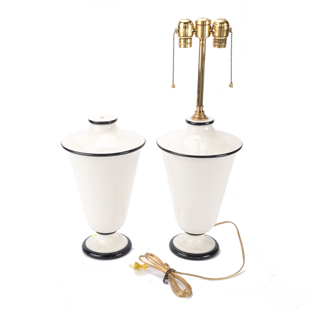 Appraisal: Italian crackle glaze table lamp and matching base th century