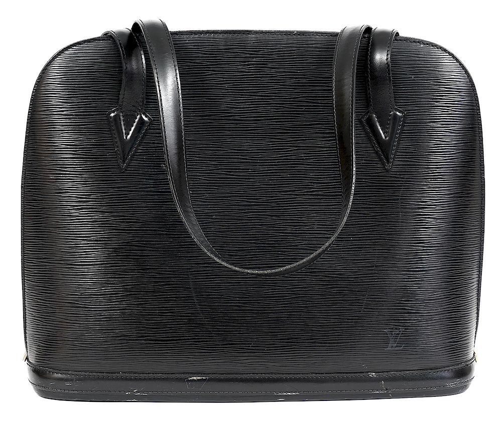 Appraisal: Louis Vuitton Loussac Noir Epi Tote Shoulder Bag Black Epi