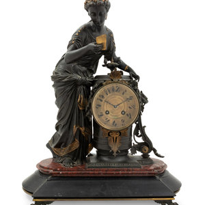 Appraisal: A French Gilt Bronze and Marble Figural Mantel Clock Late