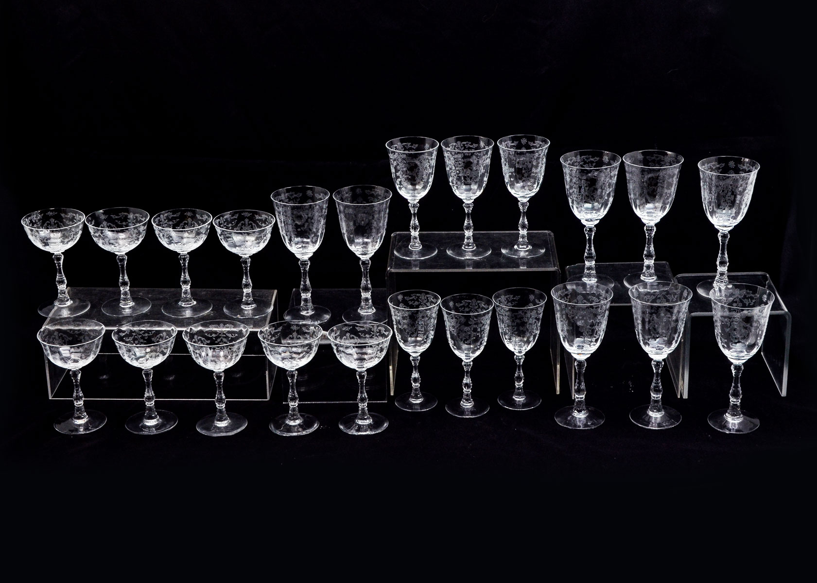 Appraisal: PC LENOX ''NAVARRE'' CRYSTAL STEMWARE Having paneled cups with the