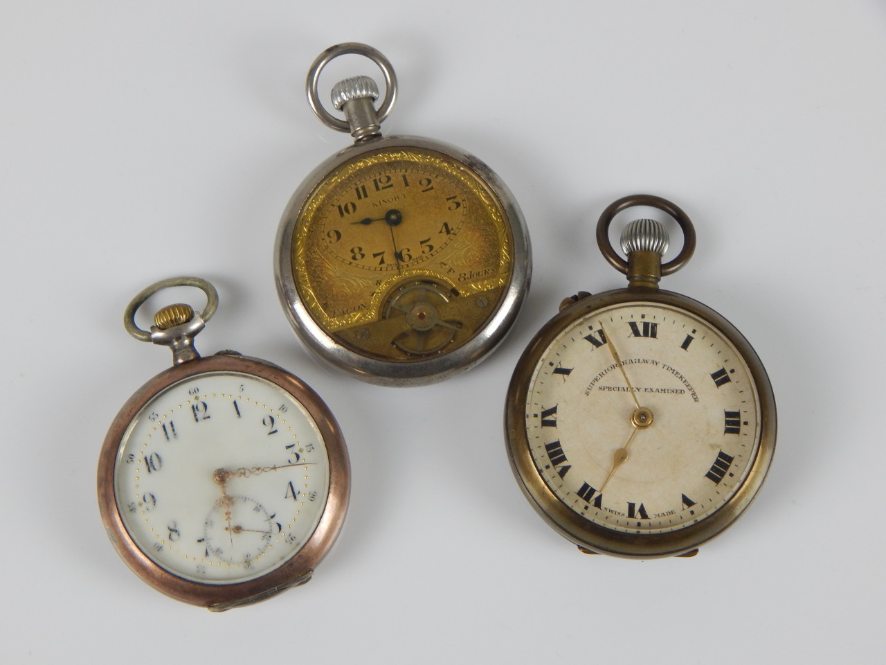 Appraisal: Three silver plated pocket watches to include a superior railway