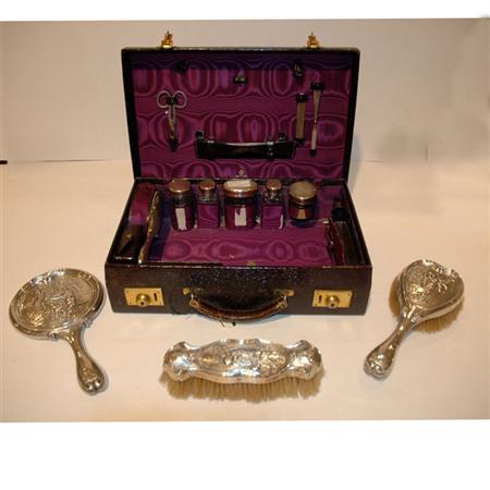 Appraisal: Assembled Sterling Silver Dresser Set in Fitted Case Estimate -