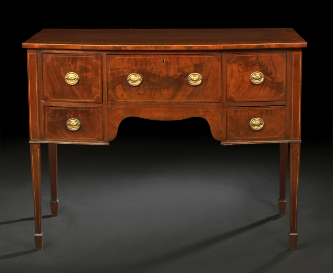 Appraisal: George III-Style Mahogany Bowfront Sideboard late th century the slightly