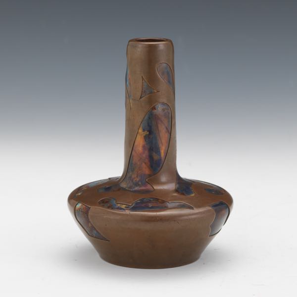 Appraisal: ATTR DUC DE CARRANZA ART GLASS VASE x - Copper