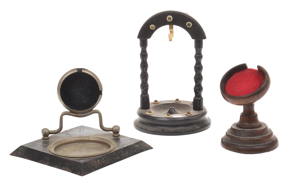 Appraisal: AN ANTIQUE EBONY FOB WATCH STAND AND TWO OTHER STANDS