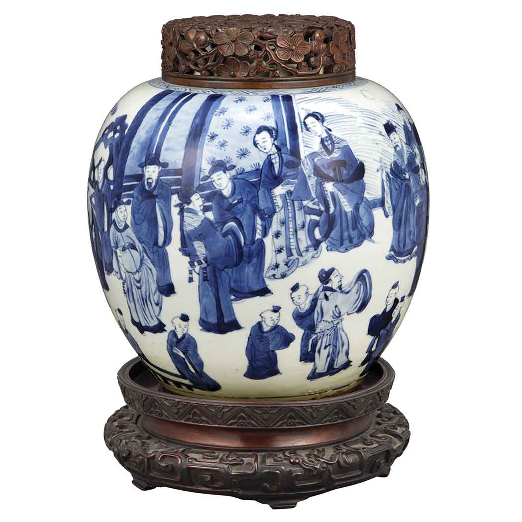 Appraisal: Chinese Blue and White Glazed Porcelain Ginger Jar Kangxi Period