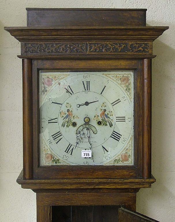 Appraisal: Oak eight day longcase clock the painted square dial signed