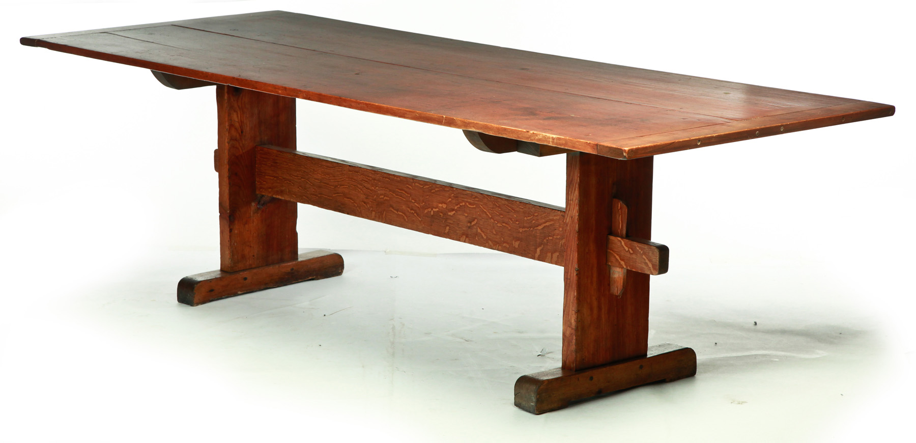 Appraisal: AMERICAN TRESTLE TABLE Second half- th century mixed woods including