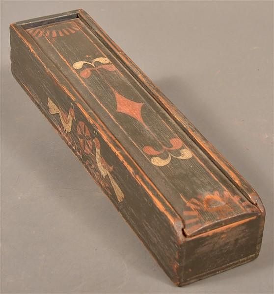 Appraisal: th Century Softwood Slide Lid Candle Box th Century Softwood