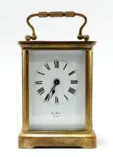 Appraisal: French Le Roy Paris Beveled Glass Carriage Clock FRANCE EARLY