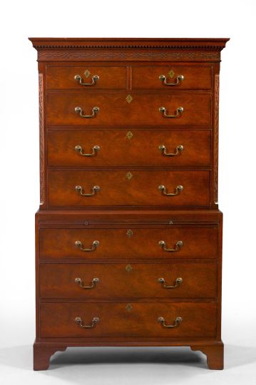 Appraisal: George III-Style Mahogany Chest-on-Chest early th century the molded and