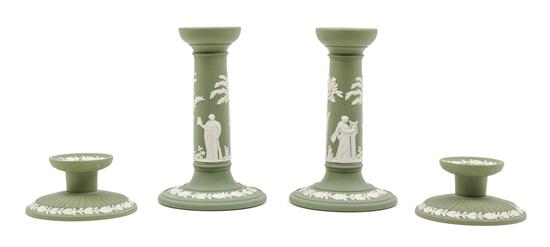 Appraisal: Sale Lot Two Pairs of Wedgwood Jasperware Candlesticks th century