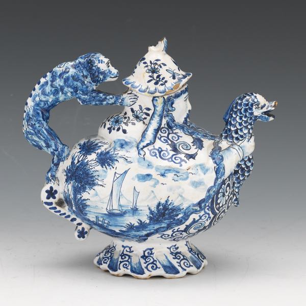 Appraisal: BLUE AND WHITE PORCELAIN TEAPOT x x Blue and white