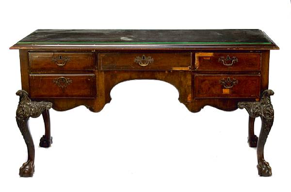 Appraisal: A Chippendale style partners desk height in width ft depth