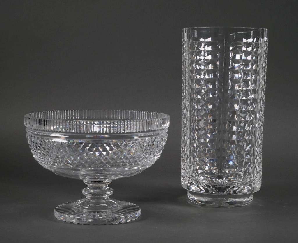 Appraisal: Waterford crystal cylindrical flower vase approx x diameter Round compote