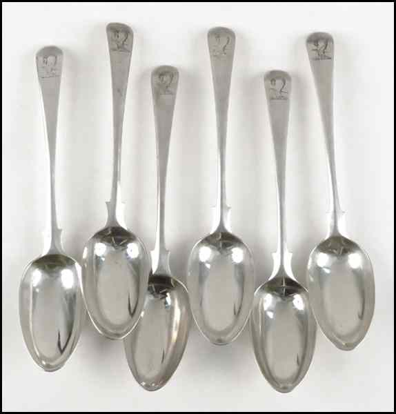 Appraisal: SET OF SIX ENGLISH SILVER SPOONS Bearing hallmarks similar to