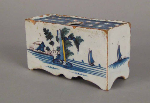 Appraisal: Delft flower brick mid th c with coastal scenes h