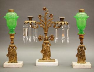 Appraisal: Pressed Acanthus Leaf garniture three pieces A mid th century