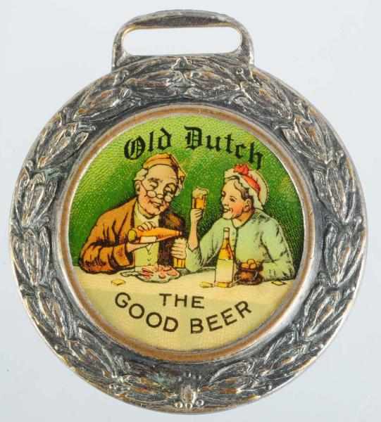 Appraisal: Old Dutch Beer Enameled Fob Embossed Krantz Brewing Company in