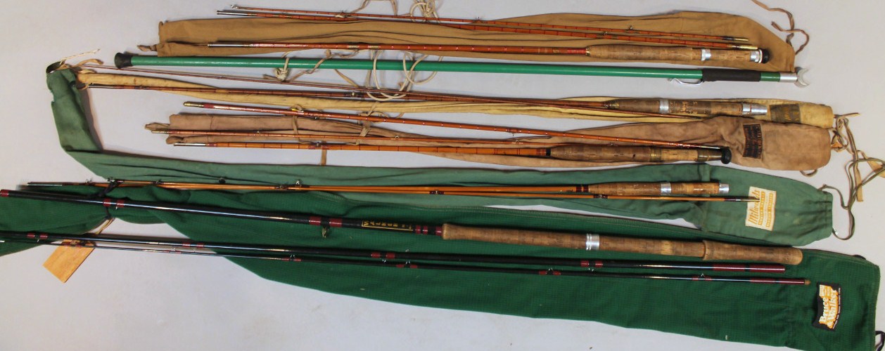 Appraisal: A quantity of various split cane fishing rods early thC