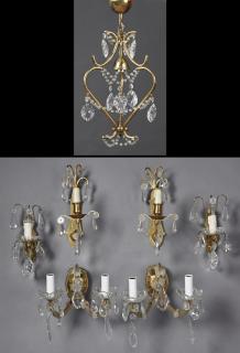 Appraisal: Group of French Prism Hung Lighting th c cons Group