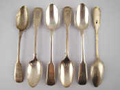 Appraisal: Russian silver A set of five fiddle pattern teaspoons Gustav