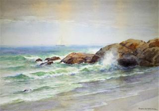 Appraisal: Hendricks Hallett Marblehead MA Seascape Painting MASSACHUSETTS - A watercolor