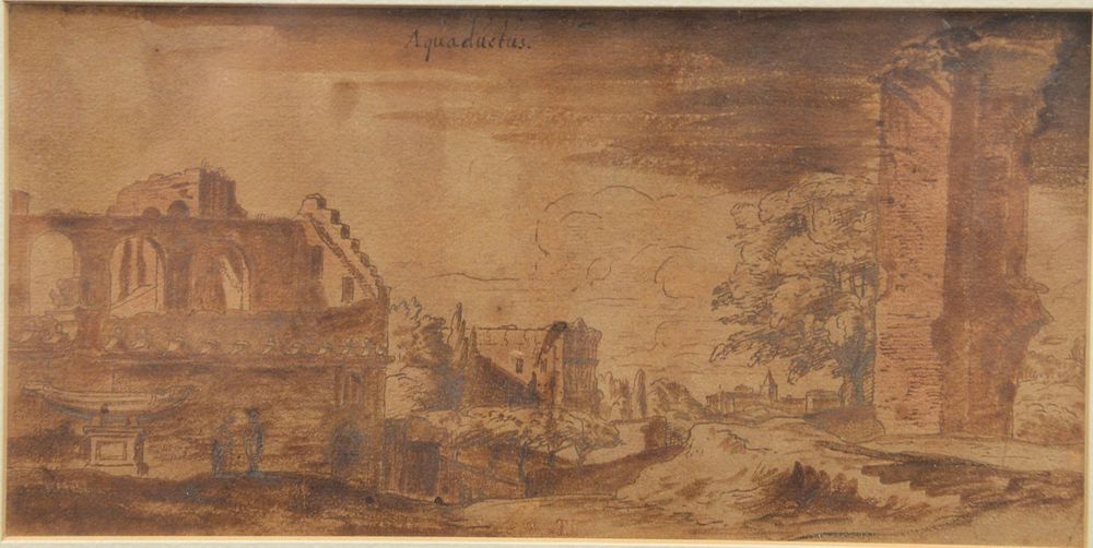 Appraisal: Sir Thomas Lawrence - Aqueductus Roman landscape with ruins pencil