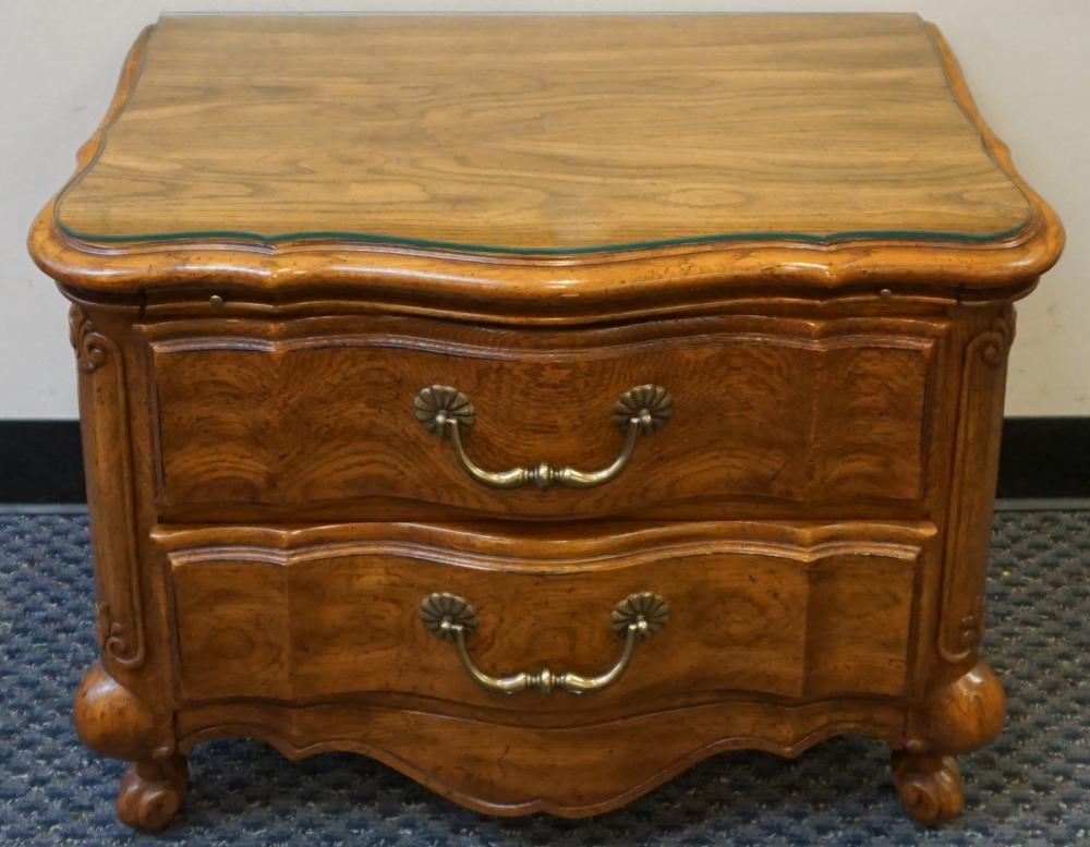 Appraisal: PROVINCIAL STYLE FRUITWOOD TRIPLE DRESSER WITH MIRROR NIGHT STAND AND