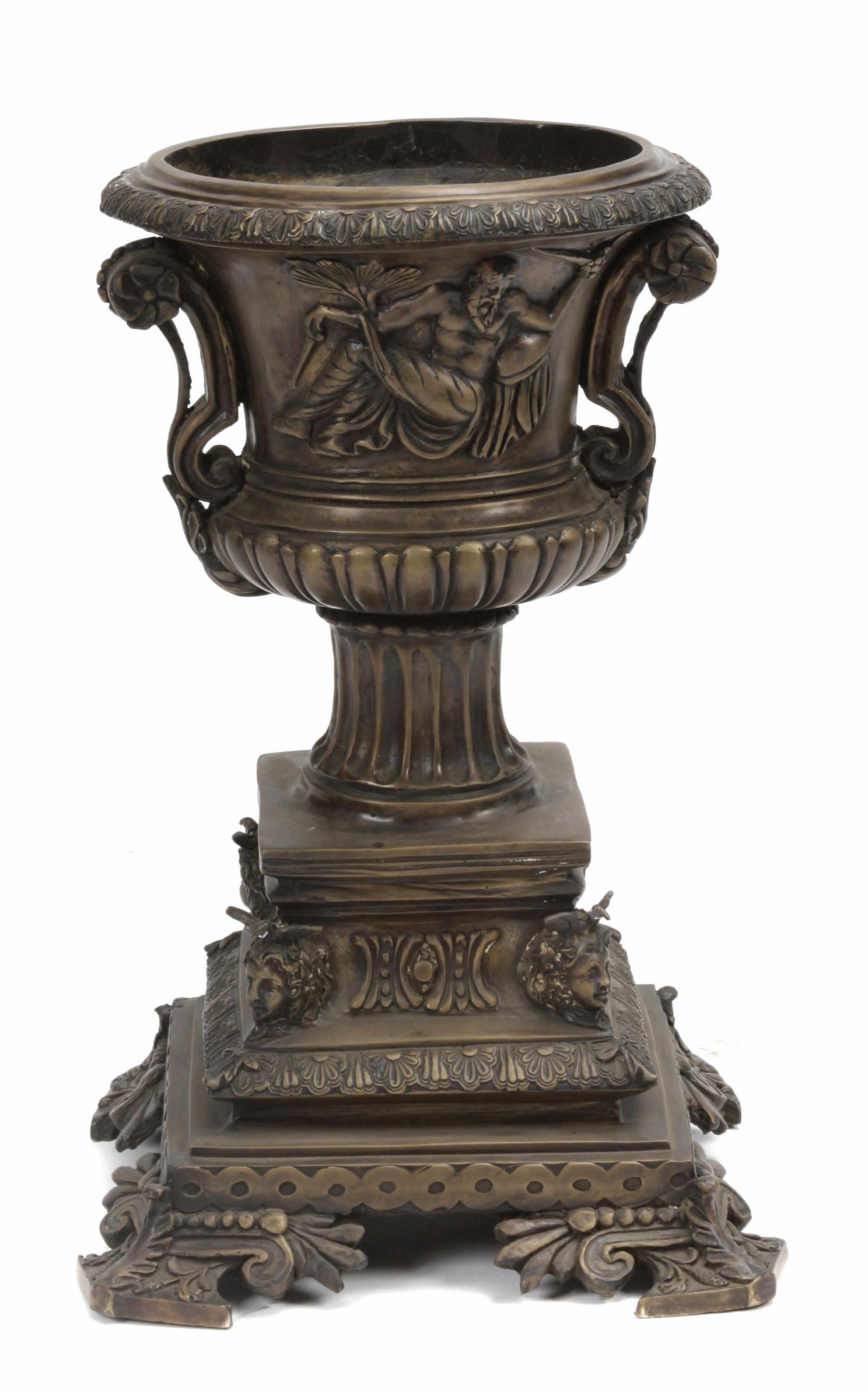 Appraisal: A pair of Continental style bronze urns height in width