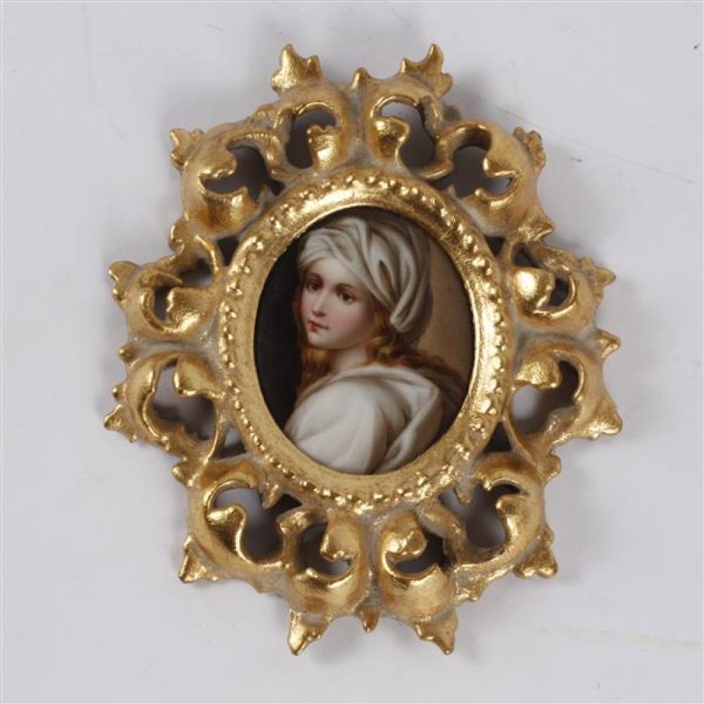 Appraisal: ITALIAN HAND PAINTED PORCELAIN MINIATURE PORTRAIT PLAQUE OF BEATRICE CENCI