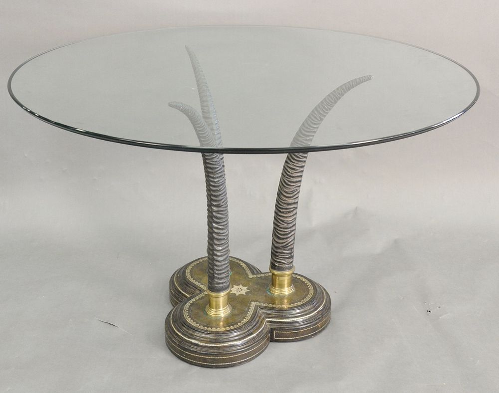 Appraisal: Maitland Smith Hollywood Regency Glass Top Circular Table raised on