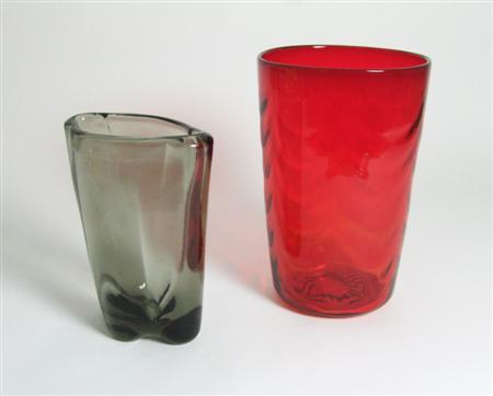 Appraisal: MARRIOT POWELL FOR WHITEFRIARS GLASS LARGE WAVE TUMBLER VASE S