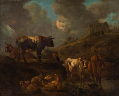 Appraisal: Follower of Nicholas Berchem Cows and Sheep tended by a