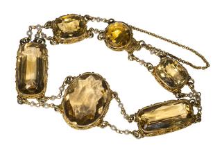 Appraisal: Citrine seed pearl and k yellow gold bracelet Citrine seed