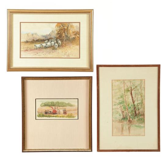 Appraisal: THREE LANDSCAPES AMERICAN SCHOOL TH CENTURY Watercolor on paper All