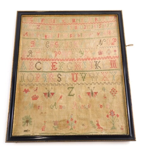 Appraisal: A Victorian alphabetic and numeric sampler by Mary Ann Aidsaill