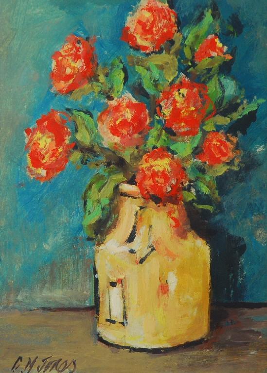 Appraisal: CHARLES M JONES b OIL ON BOARD Flowers on a