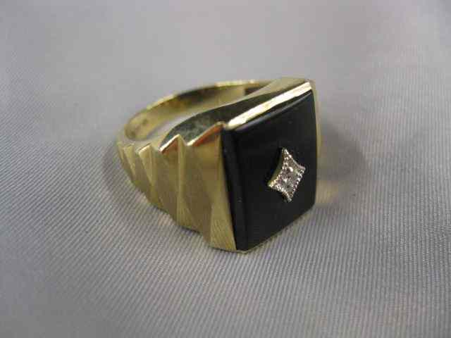 Appraisal: Diamond Black Onyx Man's Ring k yellow gold size -