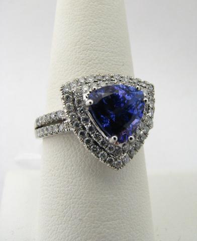 Appraisal: A K White Gold Tanzanite Diamond Ring with ct trillion