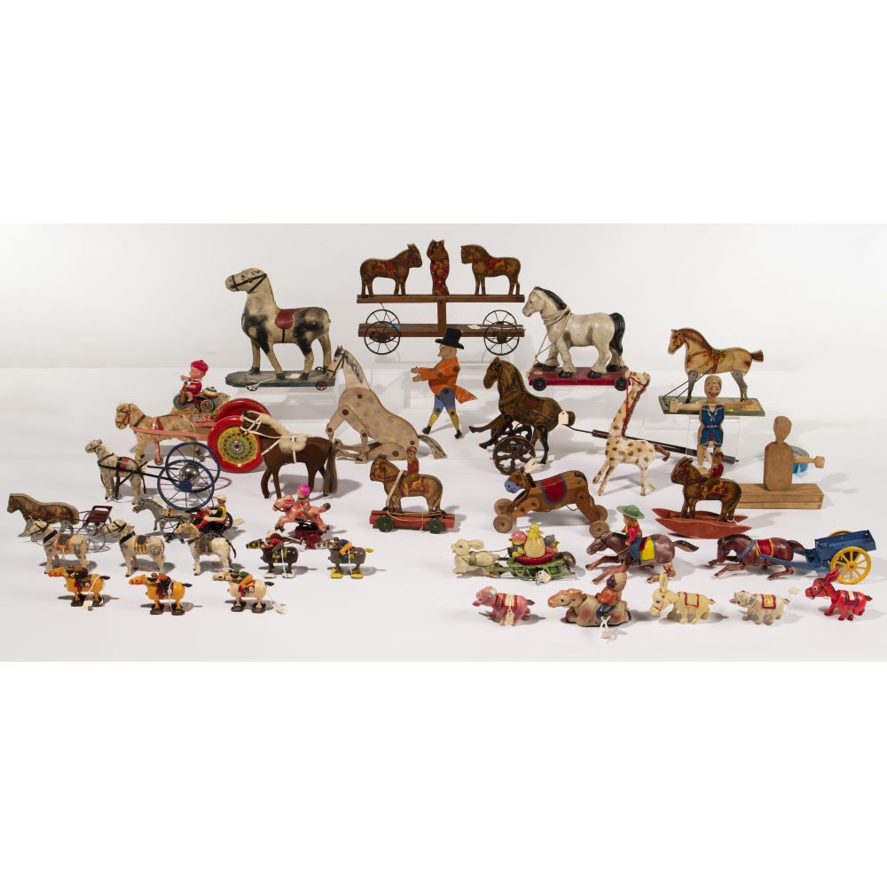 Appraisal: WOOD PAPIER MACHE AND CELLULOID TOY ASSORTMENTApproximately items including pull