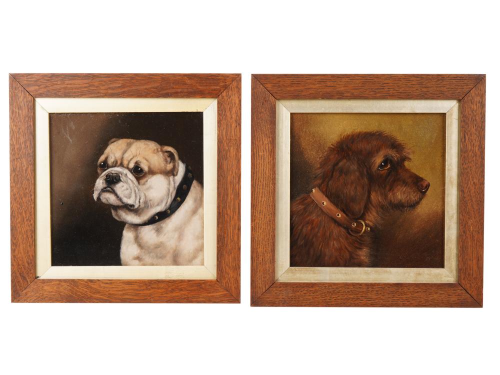 Appraisal: TWO DOG PORTRAITSoil on panel unsigned one titled to verso