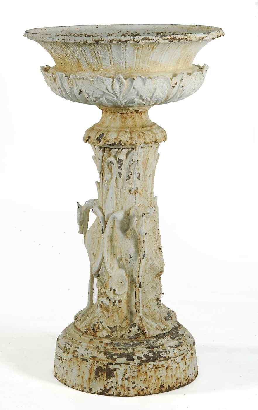 Appraisal: FINE VICTORIAN CAST IRON URN th CenturyFour exotic birds surrounding