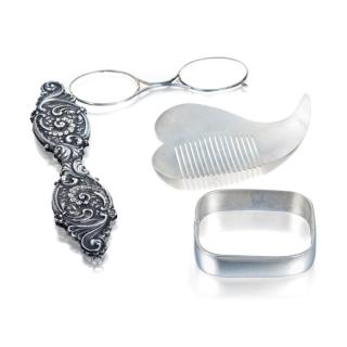 Appraisal: A Lot of Silver Comprising a heart-shaped silver comb a