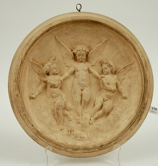 Appraisal: J S Mackennal - Three Angels plaster relief monogrammed and